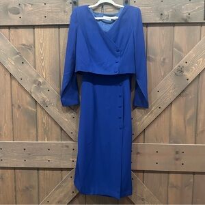 Liz Claiborne Royal Blue Midi Dress with Jacket (2 piece)